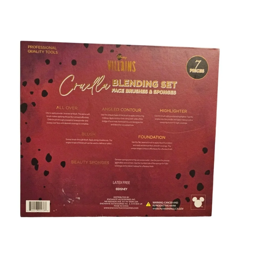Disney Villains Cruella Blending Face Brushes and Sponges Makeup Set‎